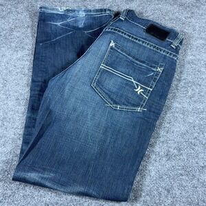 Hurley Mens Bootcut Jeans Dark Wash Blue Denim KH3007 Size 34L 34x33